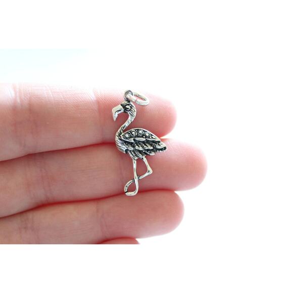 Sterling Silver Flamingo Charm, Flamingo Charm, Flamingo Pendant - Picture 1 of 5